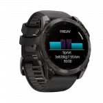Смарт-годинник Garmin Fenix 8 51мм, AMOLED Sapphire, Carbon Grey DLC Titanium з Black/Pebble Grey чорним силіконовим ремінцем