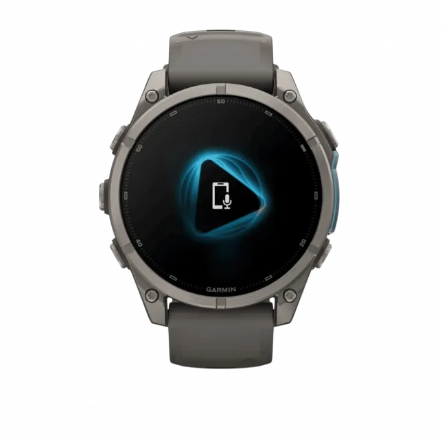Смарт-годинник Garmin Fenix 9 47мм, Titanium з Pebble Gray темно-сірим силіконовим ремінцем