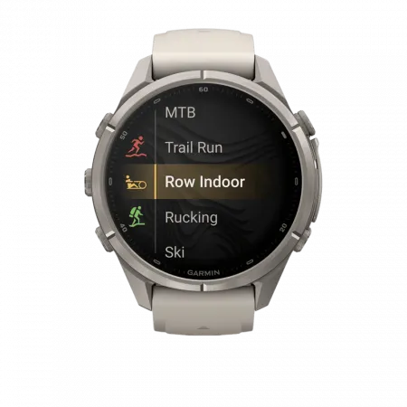 Смарт-годинник Garmin Fenix 9 Pro - inReach, 43мм Titanium з Fog Grey/Dark Sandstone сірим/темно сірим силіконовим ремінцем