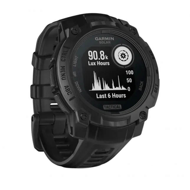 Смарт-годинник Garmin Instinct 3 45 мм, Solar, Tactical Edition Black чорний з чорним силіконовим ремінцем