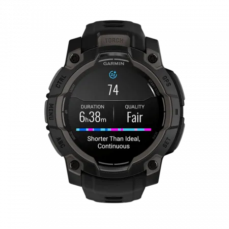 Смарт-годинник Garmin Instinct 3 45 мм, AMOLED Black чорний з Black чорним силіконовим ремінцем