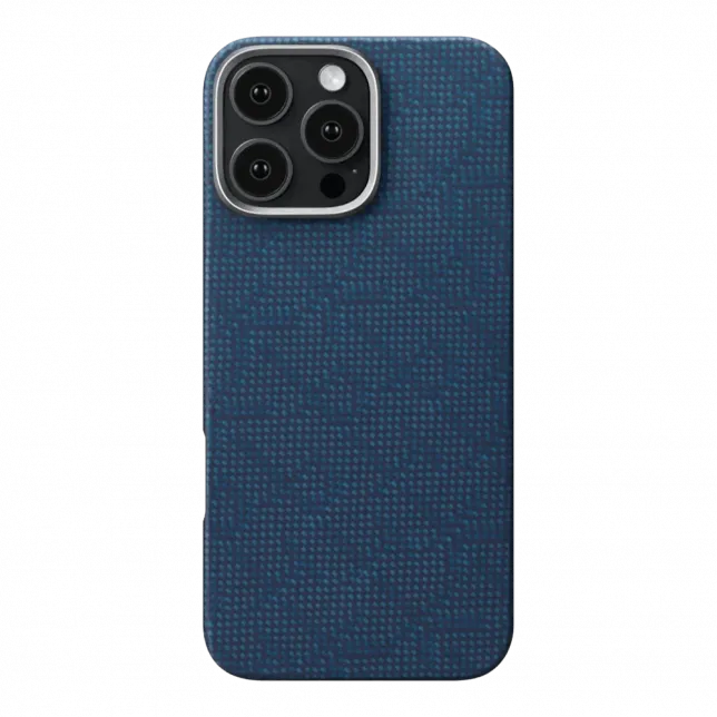 Чохол Pitaka Tactile Woven Monogram Dark Blue для iPhone 16 Pro