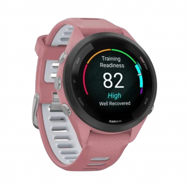 Смарт-годинник Garmin Forerunner 265S з Light Pink корпусом та Light Pink/Powder Grey рожевим силіконовим ремінцем