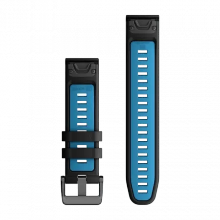  Ремінець QuickFit 22 мм, Black/Cirrus Blue чорний/блакитний силіконовий
