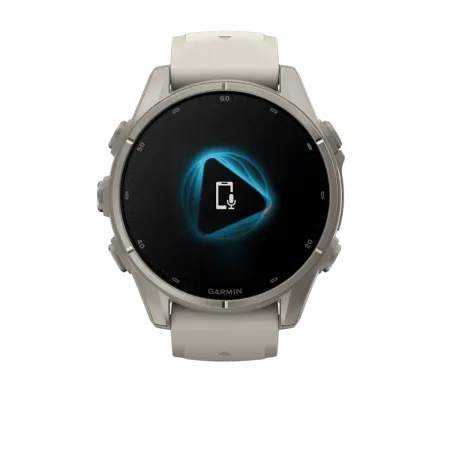 Смарт-годинник Garmin Fenix 9 43мм, Titanium з Fog Gray сірим силіконовим ремінцем
