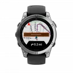 Смарт-годинник Garmin Fenix E 47мм, AMOLED Stainless Steel з чорним силіконовим ремінцем