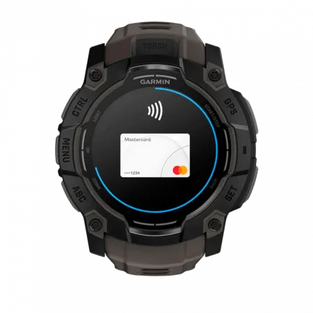 Смарт-годинник Garmin Instinct 3 50 мм, AMOLED Black чорний з Charcoal коричневим силіконовим ремінцем