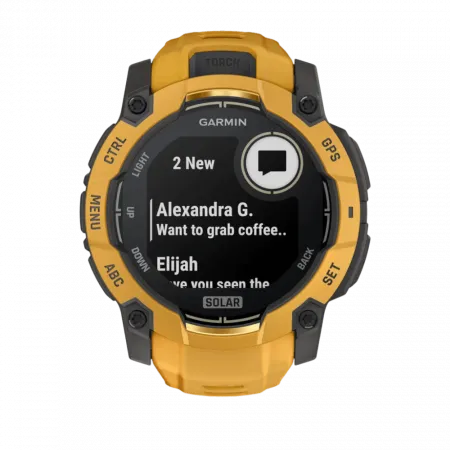Смарт-годинник Garmin Instinct 3 50 мм, Solar Sunburst помаранчевий з Sunburst/Grey помаранчевим/сірим силіконовим ремінцем