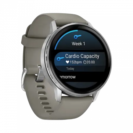 Смарт-годинник Garmin Venu 4 Silver з Silver Gray сірим силіконовим ремінцем