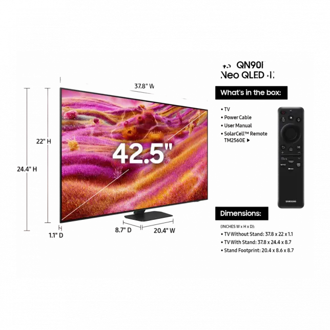 Телевізор 43" Samsung NeoQLED 4K 120Hz (Up to 165Hz) Smart Tizen Black