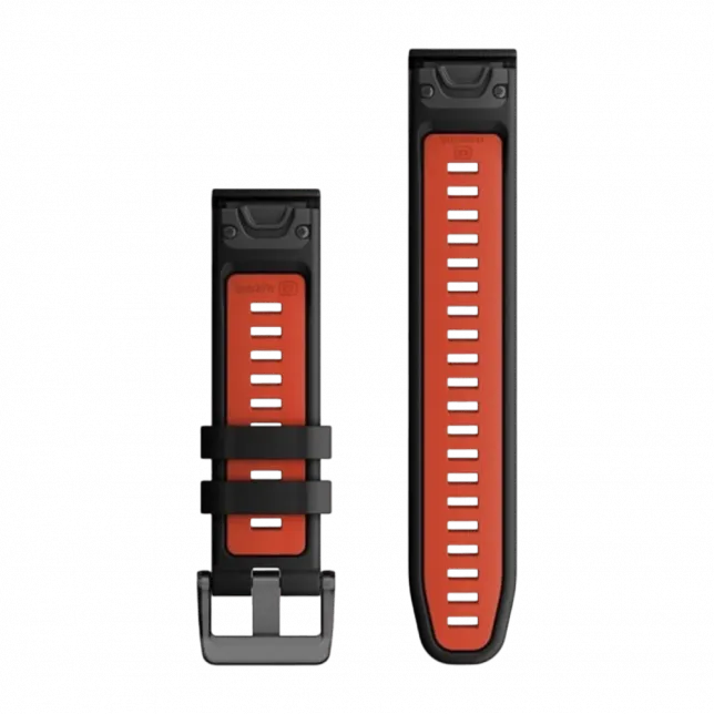 Ремінець QuickFit 22 мм, Black/Flame Red чорний/червоний силіконовий