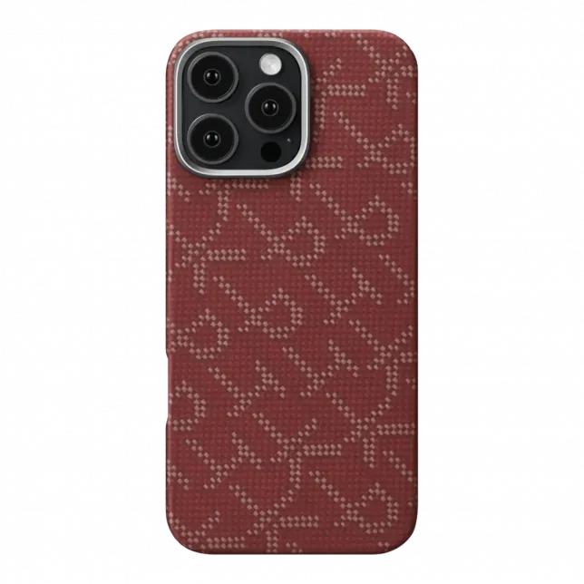 Чохол Pitaka Tactile Woven Monogram Red/Gold для iPhone 16 Pro Max