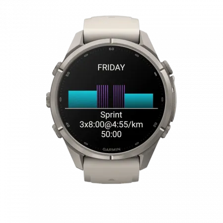 Смарт-годинник Garmin Fenix 9 Pro 43мм, Titanium з Fog Grey/Dark Sandstone сірим/темно сірим силіконовим ремінцем