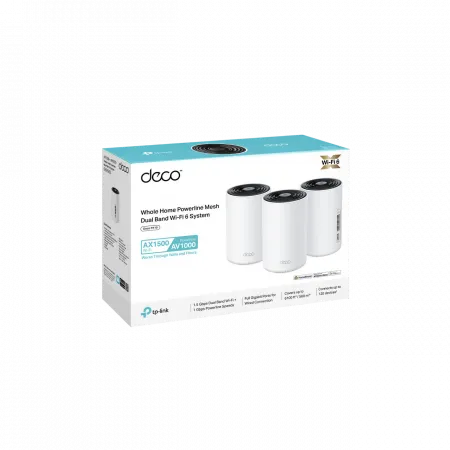Система WiFi-Mesh TP-LINK Deco PX10 AX1500, 3xGE LAN/WAN, 3 мод, Powerline AV1000