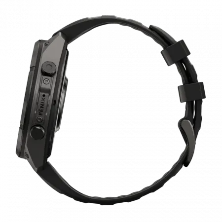 Смарт-годинник Garmin Fenix 9 Pro - inReach, 47мм Carbon Gray DLC Titanium з Black/Pebble Grey чорним/темно-сірим силіконовим ремінцем