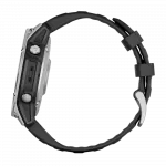 Смарт-годинник Garmin Fenix E 47мм, AMOLED Stainless Steel з чорним силіконовим ремінцем