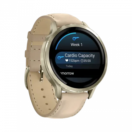 Смарт-годинник Garmin Venu 4 41 мм Lunar Gold з Bone світло-бежевим силіконовим та Light Sand бежевим шкіряним ремінцями