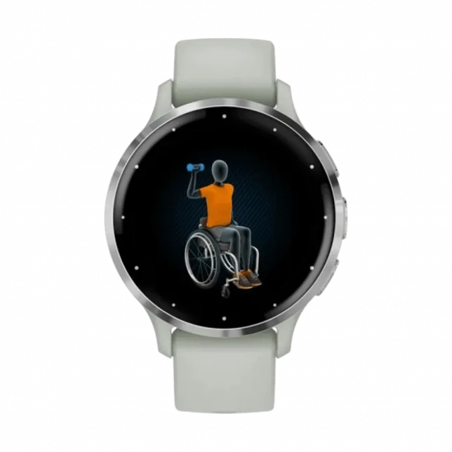 Смарт-годинник Garmin Venu 3S Silver Stainless Steel Bezel з Sage Gray сіро-зеленим корпусом та силіконовим ремінцем