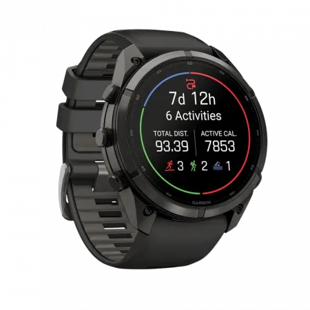 Смарт-годинник Garmin Fenix 9 Pro - inReach, 51мм Carbon Gray DLC Titanium з Black/Pebble Grey чорним/темно-сірим силіконовим ремінцем