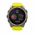 Смарт-годинник Garmin Fenix 8 51мм, Solar Sapphire, Titanium з Amp Yellow/Graphite жовтим силіконовим ремінцем