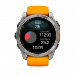 Смарт-годинник Garmin Fenix 8 51мм, AMOLED Sapphire, Titanium з Spark Orange/Graphite помаранчевим силіконовим ремінцем