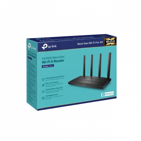 Маршрутизатор TP-LINK ARCHER AX12 AX1500, 3xGE LAN, 1xGE WAN, MESH