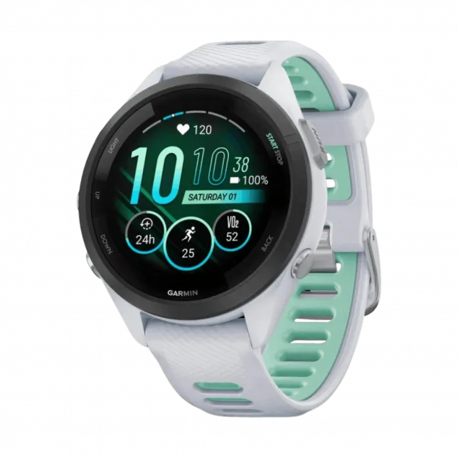 Смарт-годинник Garmin Forerunner 265S з Whitestone корпусом та Whitestone/Neo Tropic білим силіконовим ремінцем