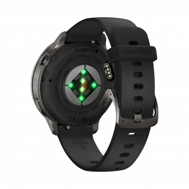 Смарт-годинник Garmin Venu 4 41 мм Slate з Black чорним силіконовим ремінцем