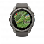 Смарт-годинник Garmin Fenix 9 51мм, Titanium з Pebble Gray темно-сірим силіконовим ремінцем