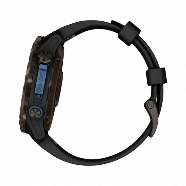 Смарт-годинник Garmin Descent Mk3i 51 мм Carbon Grey DLC Titanium з чорним силіконовим ремінцем