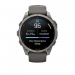 Смарт-годинник Garmin Fenix 9 47мм, Titanium з Pebble Gray темно-сірим силіконовим ремінцем