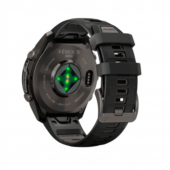 Смарт-годинник Garmin Fenix 9 Pro 47мм, Carbon Gray DLC Titanium з Black/Pebble Grey чорним/темно-сірим силіконовим ремінцем