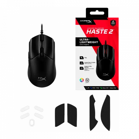 Миша HyperX Pulsefire Haste 2, RGB, USB-A, USB, чорний