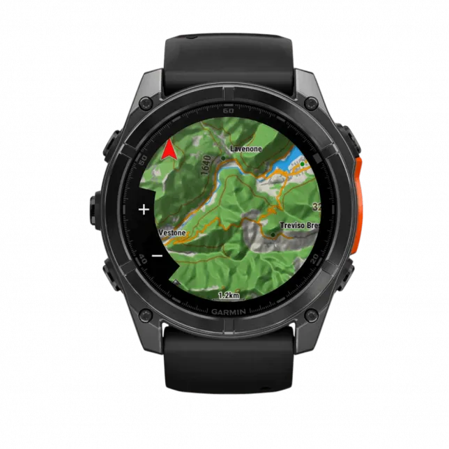 Смарт-годинник Garmin Fenix 8 51мм, AMOLED Slate Gray з Black чорним силіконовим ремінцем