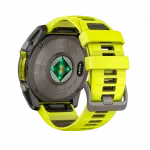 Смарт-годинник Garmin Fenix 8 51мм, Solar Sapphire, Titanium з Amp Yellow/Graphite жовтим силіконовим ремінцем