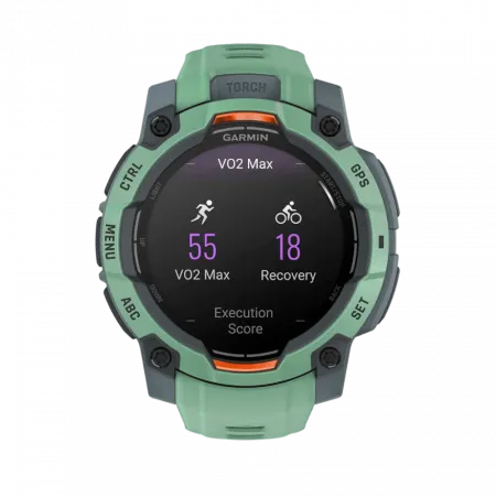 Смарт-годинник Garmin Instinct 3 45 мм, AMOLED Neotropic зелений з Neotropic зеленим силіконовим ремінцем
