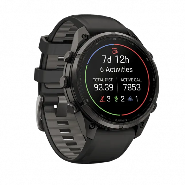 Смарт-годинник Garmin Fenix 9 Pro - inReach, 47мм Carbon Gray DLC Titanium з Black/Pebble Grey чорним/темно-сірим силіконовим ремінцем