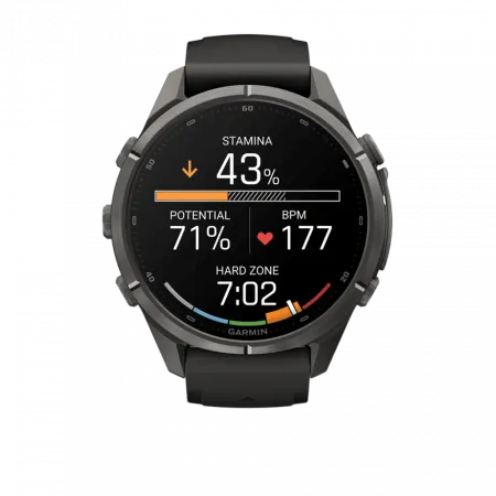 Смарт-годинник Garmin Fenix 9 Pro - inReach, 43мм Carbon Gray DLC Titanium з Black/Pebble Grey чорним/темно-сірим силіконовим ремінцем