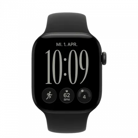 Apple Watch Series 12 GPS 46mm Black Aluminum Case with Black Sport Band S/M (MJEK4)