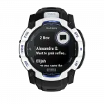 Смарт-годинник Garmin Instinct 3 50 мм, Solar Whitestone білий з Black/Bolt Blue чорним/синім силіконовим ремінцем