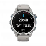 Смарт-годинник Garmin Descent Mk3 43 мм Stainless Steel з Fog Grey сірим силіконовим ремінцем