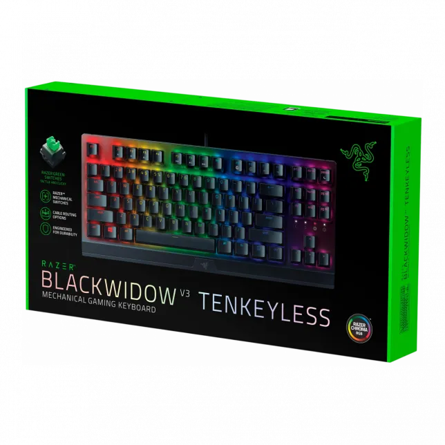 Клавіатура механічна Razer BlackWidow V3 TKL 87key, Green Switch, USB-A, EN/RU, RGB, чорний
