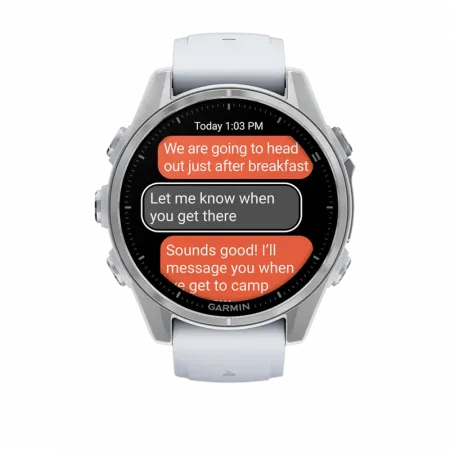 Смарт-годинник Garmin Fenix 8 43мм, AMOLED Silver з Whitestone білим силіконовим ремінцем