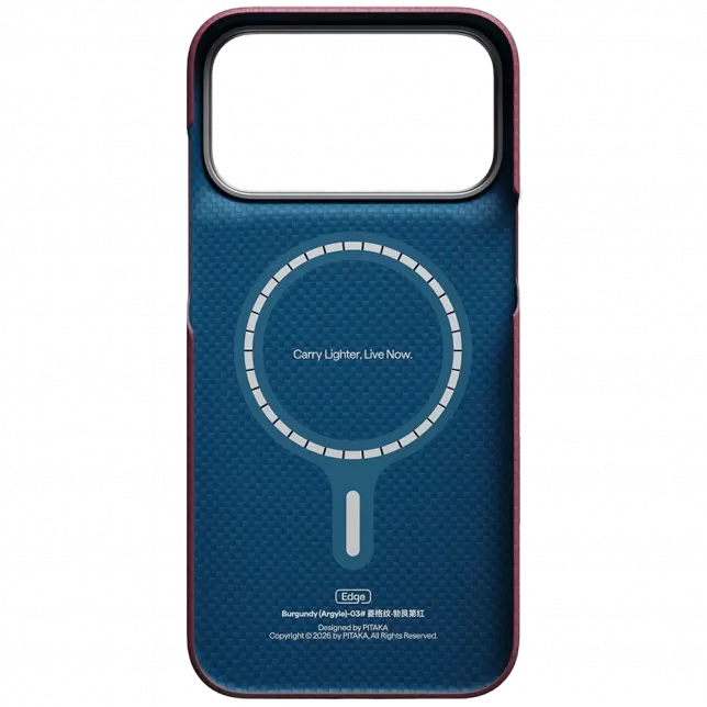 Чохол Pitaka Edge Ultra-Slim Argyle для iPhone 18 Pro Max/17 Pro Max Burgundy