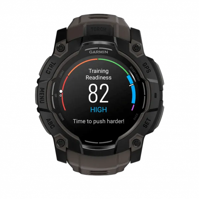 Смарт-годинник Garmin Instinct 3 50 мм, AMOLED Black чорний з Charcoal коричневим силіконовим ремінцем