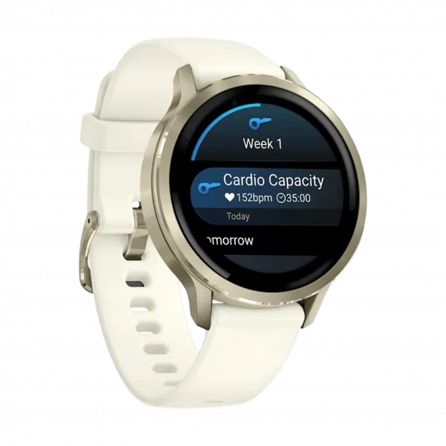 Смарт-годинник Garmin Venu 4 41 мм Lunar Gold з Bone світло-бежевим силіконовим ремінцем