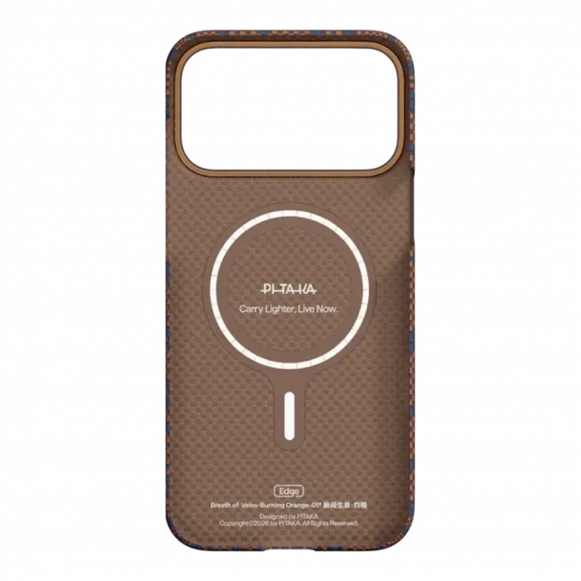 Чохол Pitaka Edge Ultra-Slim Breath of Veins для iPhone 17 Pro Burning Orange
