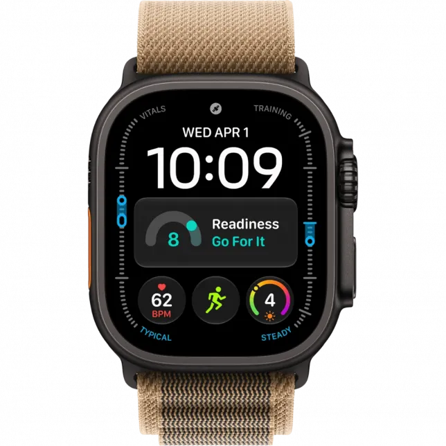 Apple Watch Ultra 4 GPS + LTE 49mm Black Titanium Case with Desert Alpine Loop - Small (MJCT4+MKF34)
