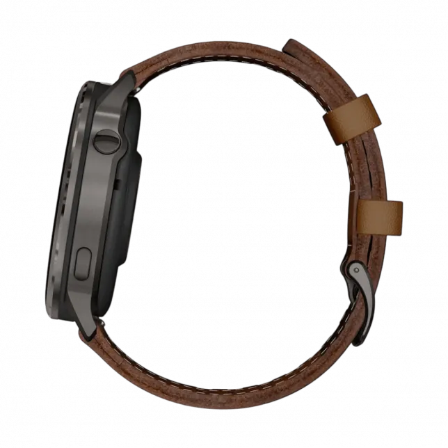 Смарт-годинник Garmin Venu 4 45 мм Slate з Black чорним силіконовим та Brown коричневим шкіряним ремінцями