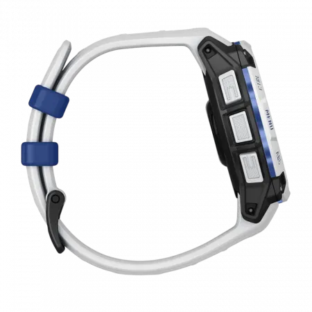 Смарт-годинник Garmin Instinct 3 45 мм, Solar Whitestone білий з Whitestone/Bolt Blue білим/синім силіконовим ремінцем
